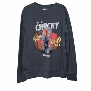 Chucky Graphic Women's Crew Neck Sweater - Black